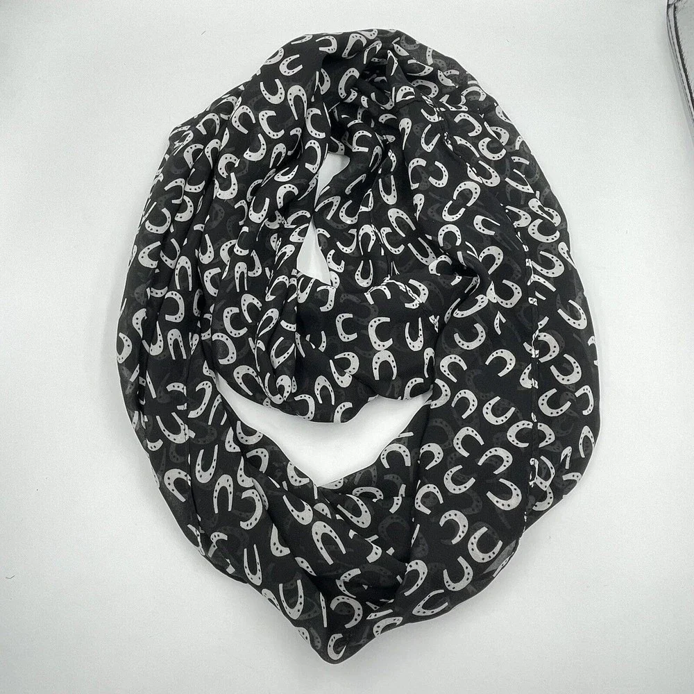 Infinity Black Scarf horseshoe print
